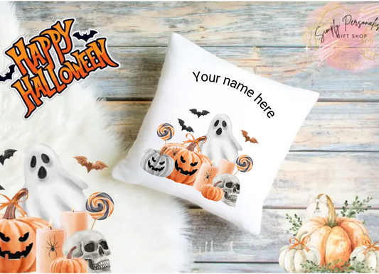 Trick Or Treat Halloween Cushion Cover Pillow Spooky Ghost Pumpkin Scary Joke.15