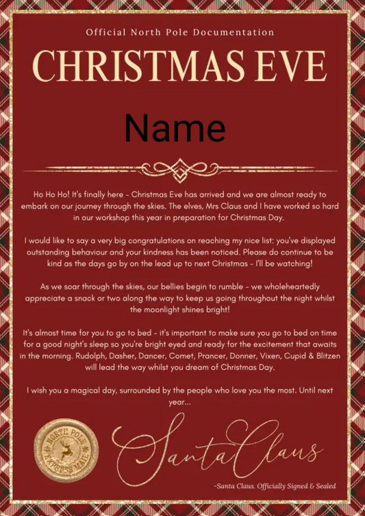 Personalised Santa’s Nice List Certificate –A4 High Gloss with Red Envelope & Optional Wax Seal 2
