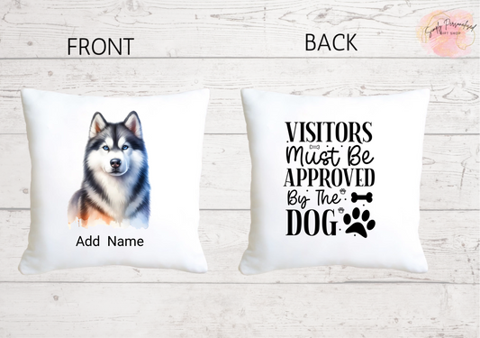 Personalised Dog Pillow Cover – Custom Name, Quote & Dog Illustration (40 x 40 cm)