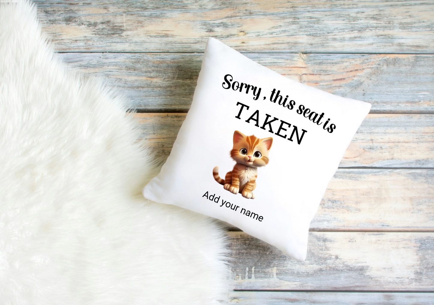 Personalised Kitten Pillow Cover – Custom Name & Kitten Illustration (40 x 40 cm)