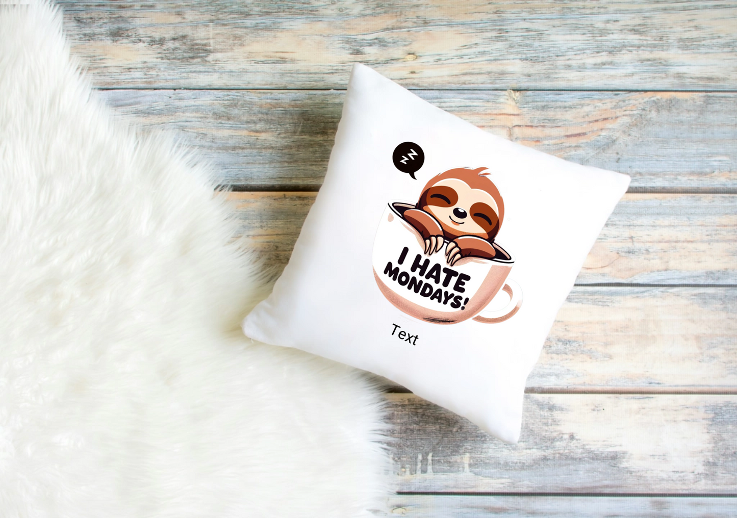 Personalised Sloth Pillow Cover – Custom Name & Sloth Design (40 x 40 cm)