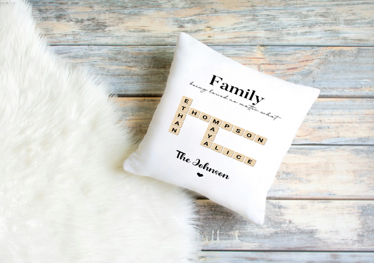 Personalised Cushion Cover – Scrabble Family