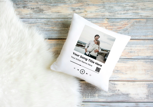 Personalised Cushion Cover – Photo & Song