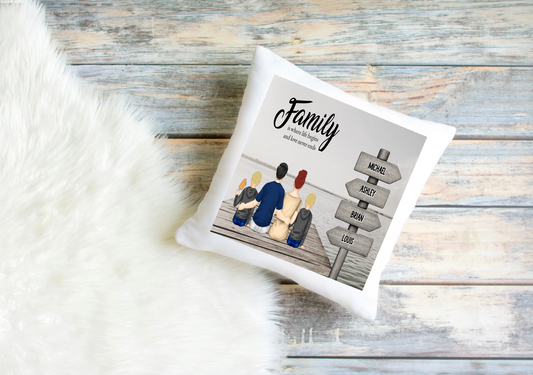 Personalised Cushion Cover – Family on the Dock-Sea
