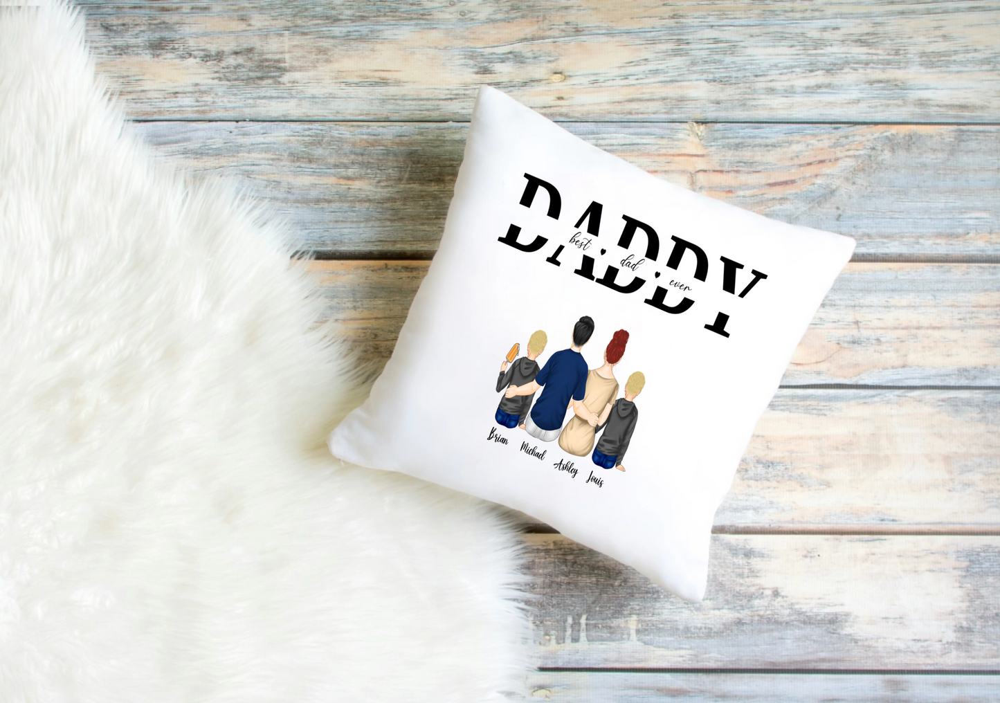 Personalised Cushion Cover – Family (Daddy Edition)