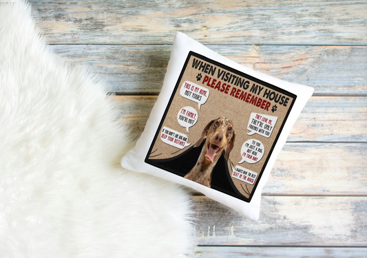 Custom Dog Pillowcase with Visiting House Rules | Dog Cushion Cover (1–4 Dogs)