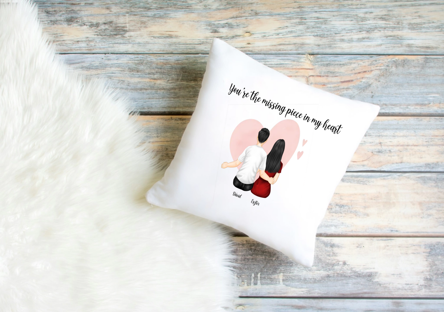 Couple #1 - Personalised Couple Cushion Cover – Custom Clip Art Design