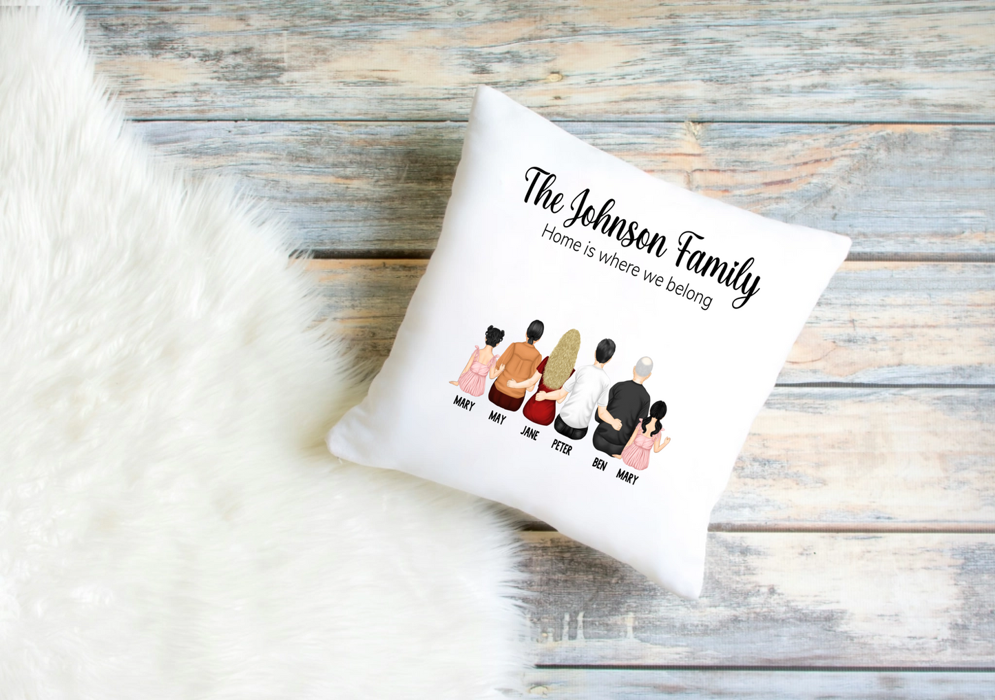 Personalised Family Cushion Cover – Custom Clip Art Design