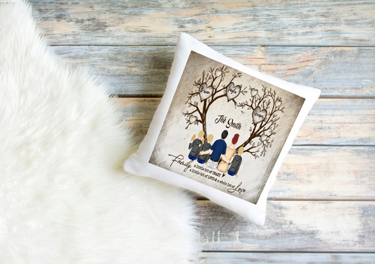 Personalised Family Tree Cushion Cover – Custom Clip Art Design