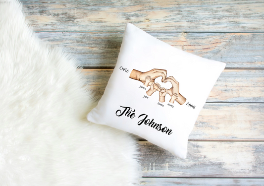 Personalised Family Hands Pillowcase – Custom Clip Art Design