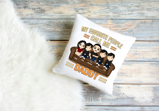 Personalised Daddy & Kids Cushion Cover – Custom Clip Art Design
