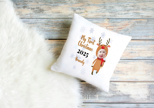 Baby’s First Christmas Cushion Cover – Personalised Photo Design