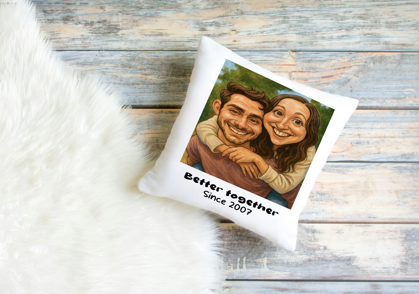 Personalised AI Couple Cushion Cover – Upload Your Photo