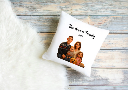 Personalised AI Family Cushion Cover – Upload Your Photo