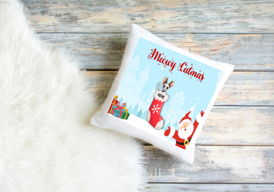 Personalised Christmas Cat Cushion Cover – Custom Festive Design