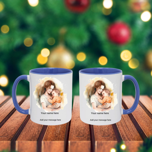 Personalised Mum and Baby Mug – Custom Text Gift for Mum, 11oz Ceramic Mug