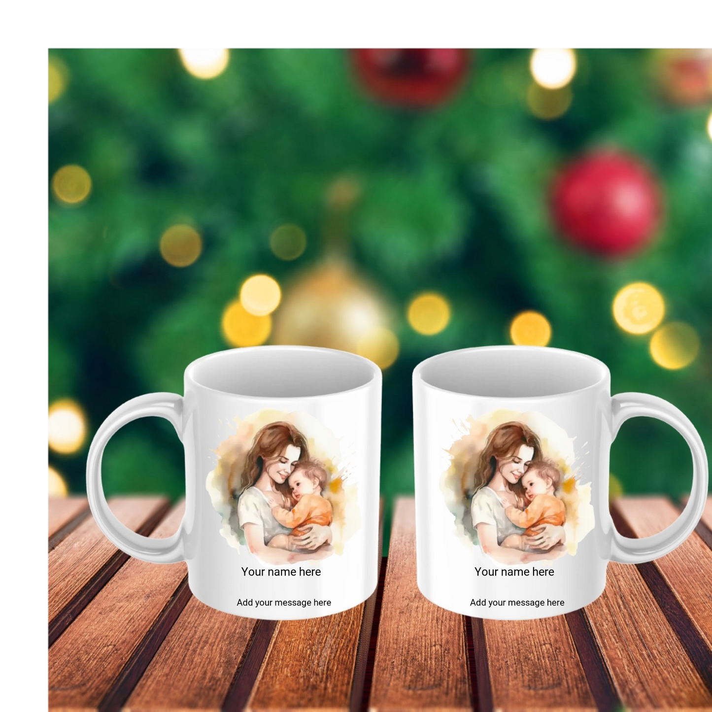 Personalised Mum and Baby Mug – Custom Text Gift for Mum, 11oz Ceramic Mug