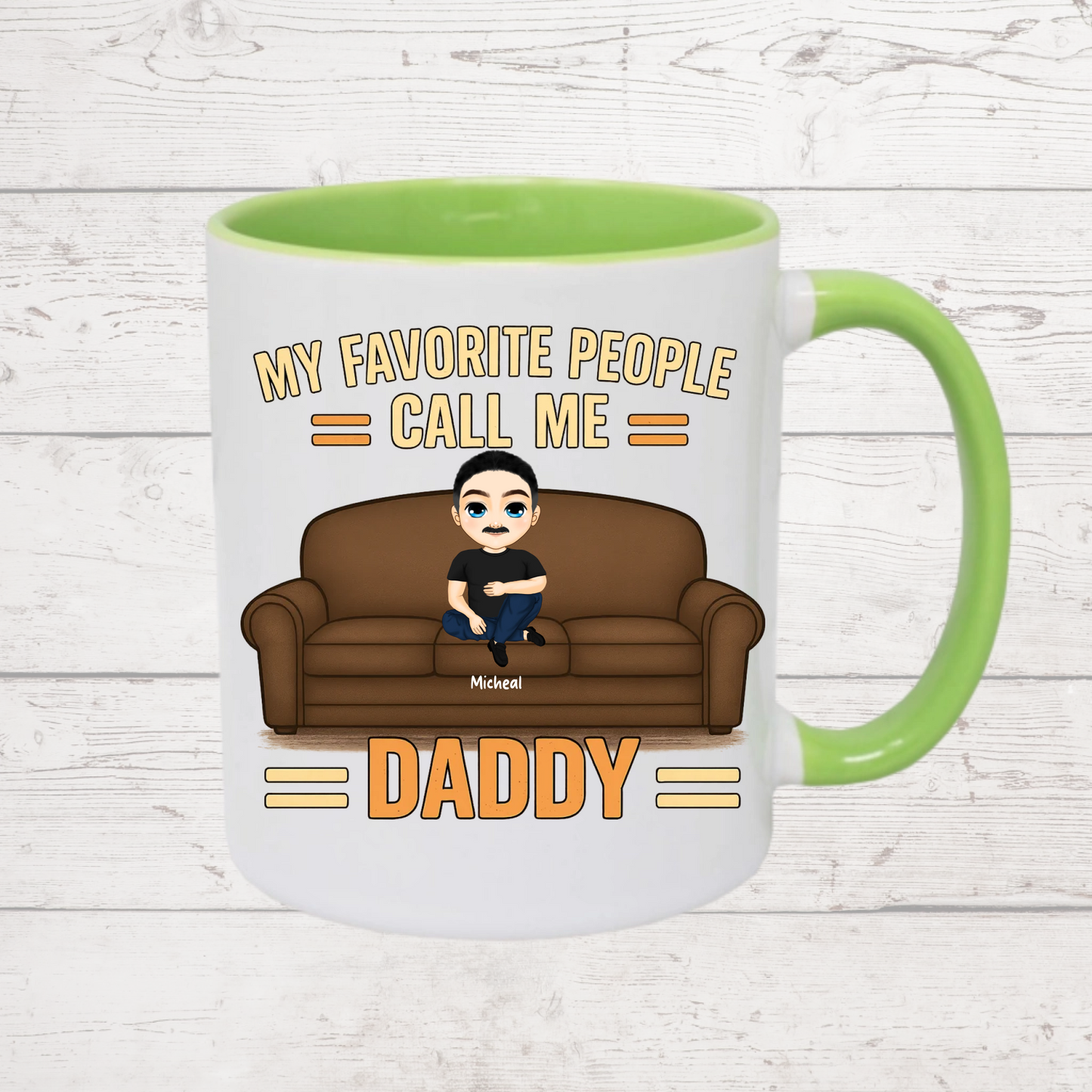 Personalised Dad Mug – Custom Father & Up to 4 Children Characters – 11oz Ceramic Gift | Colour Inner or Magic Mug Option