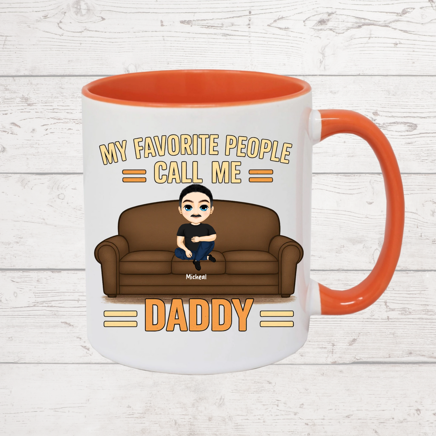 Personalised Dad Mug – Custom Father & Up to 4 Children Characters – 11oz Ceramic Gift | Colour Inner or Magic Mug Option