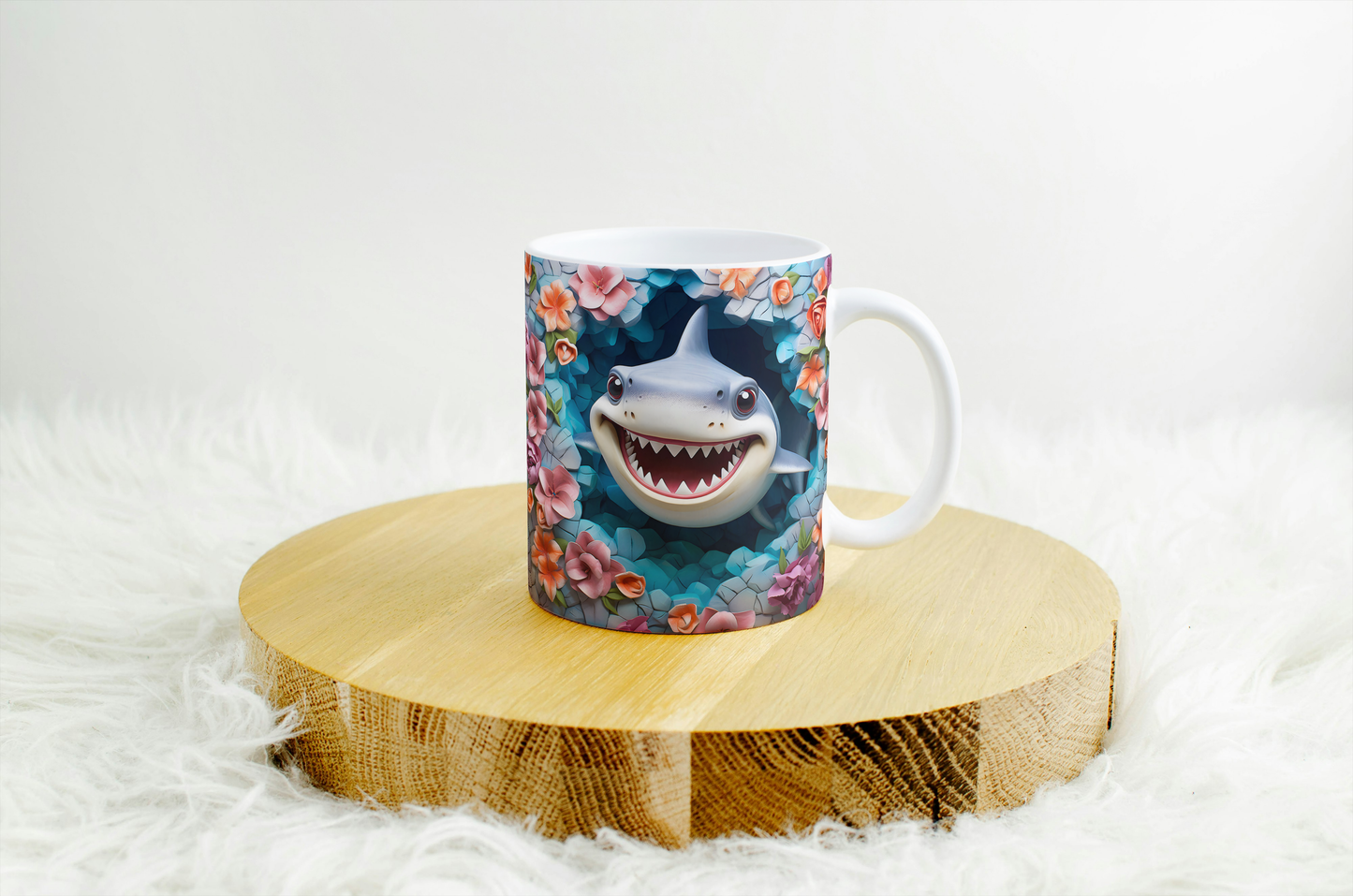 11oz mug with 3d design . shark .