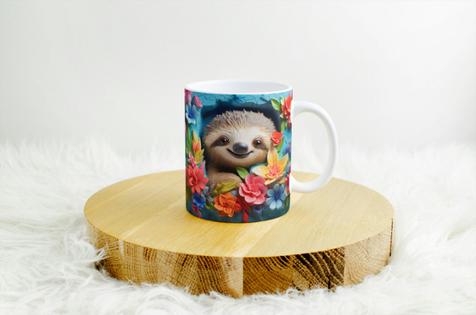 11oz mug with 3d design .sloth .