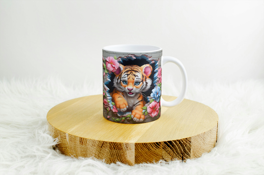 11oz mug with 3d design .tiger .