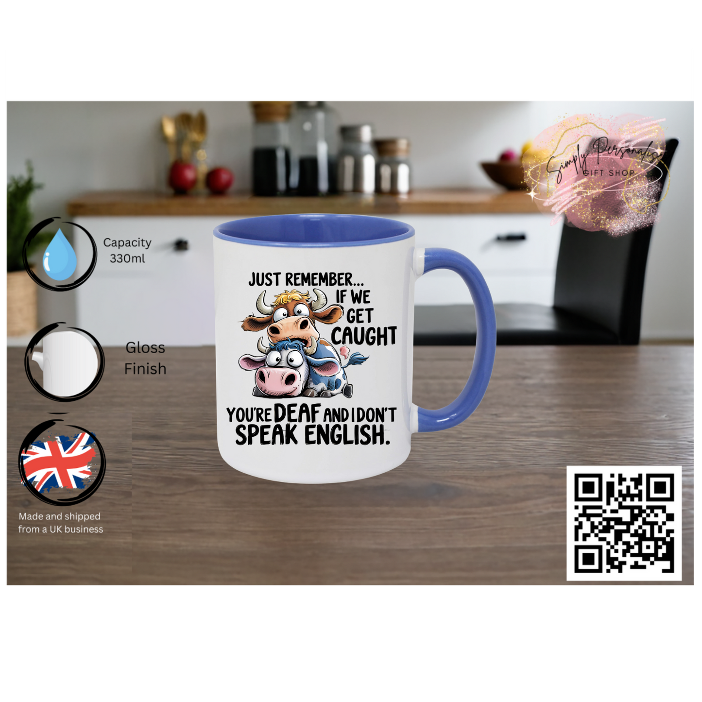 Funny Cow Mug Gift – Ceramic 11oz Cup with Humorous Quote – Unique Present for Friends or Colleagues