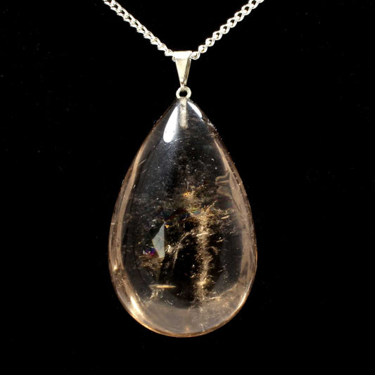 Smokey Quartz Teardrop Pendant with Chain