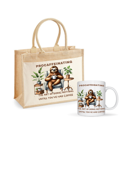 Gift Set with Jute Bag, Matching Mug & Optional Crochet Flower