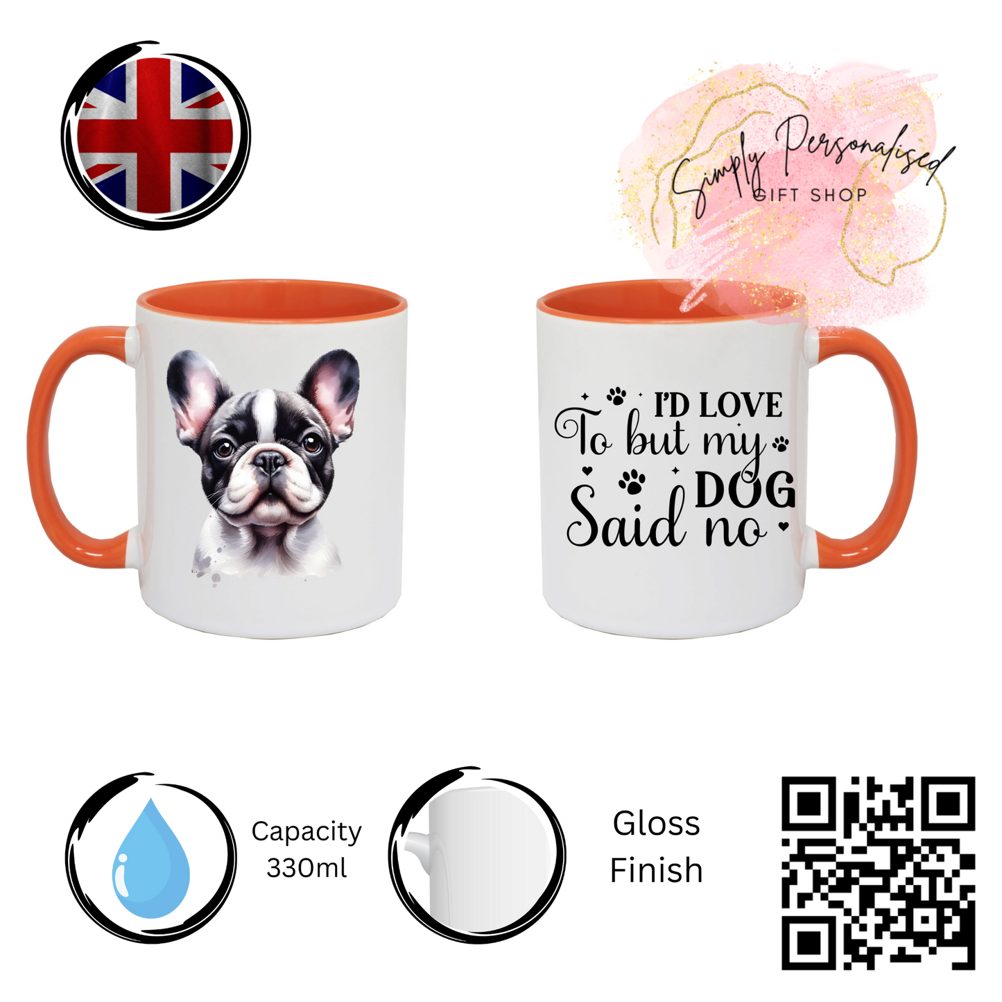 Personalised Dog Design Mug Gift for Dog Lovers, Pet Owner  Custom Quote & Name