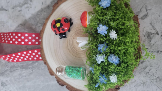 Handmade Floral Wood Slice Hanging Decoration –Enchanted Garden