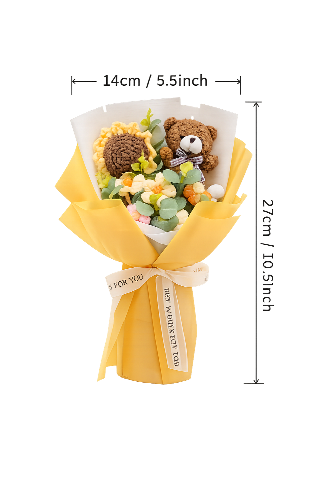 Teddy Bear & Crochet Flower Bouquet Gift – Forever Flower Present