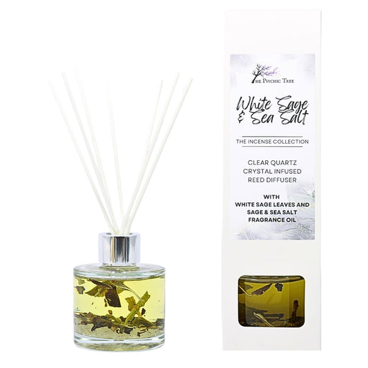 White Sage & Sea Salt - Crystal Infused Reed Diffuser - The Incense Collection