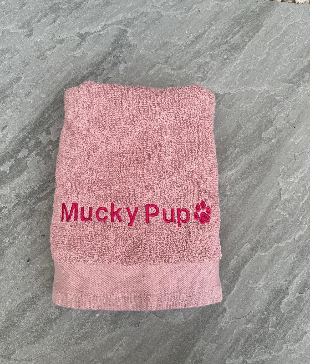 'Mucky Pup' Embroidered Pet Towel - Lots Of Colours