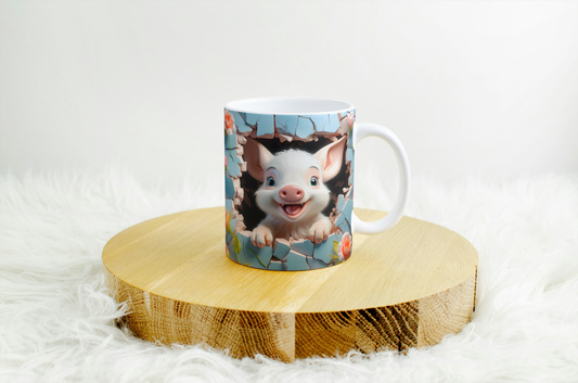 11oz mug with 3d design .piglet .