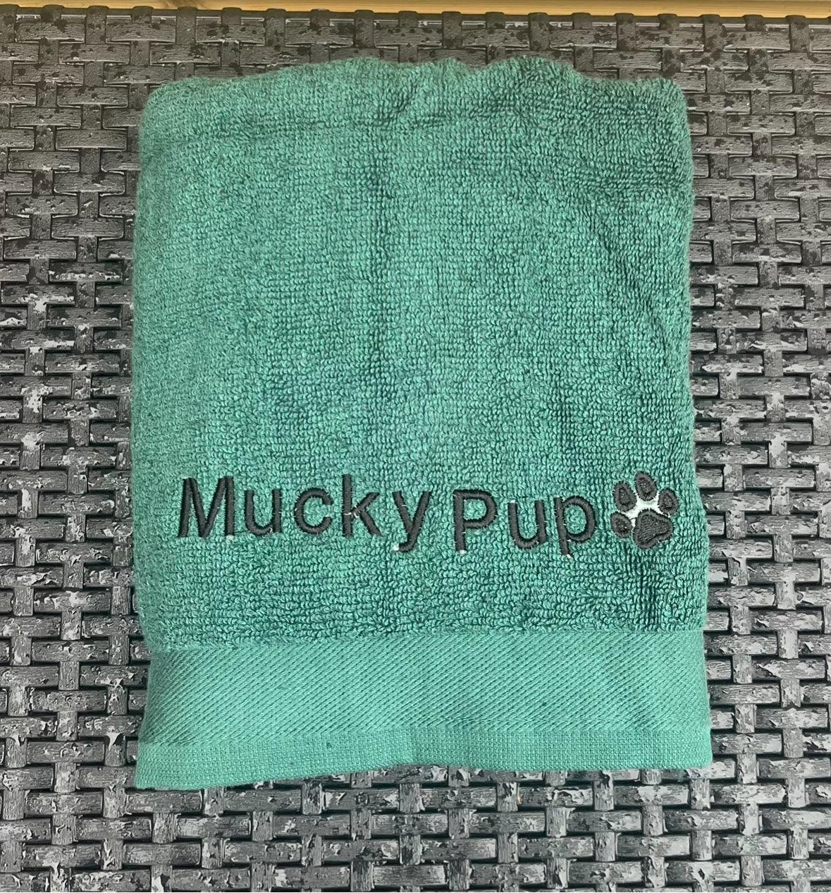 'Mucky Pup' Embroidered Pet Towel - Lots Of Colours