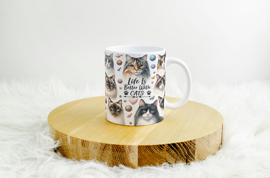 Life is Better with a Cat" Whimsical Mug  Design. 04
