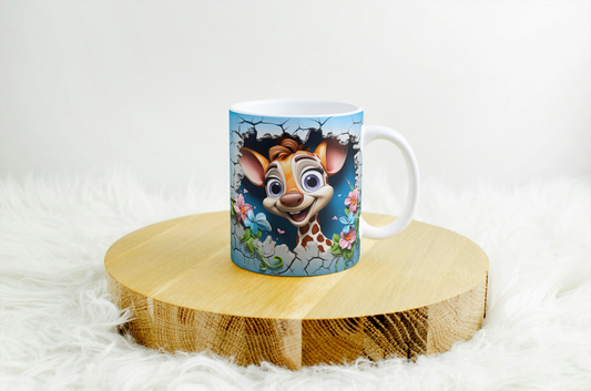 11oz mug with 3d design . giraffe.