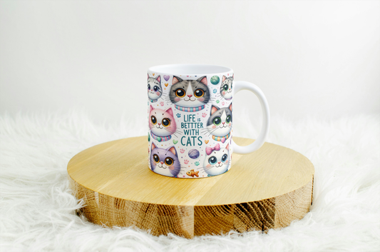 Life is Better with a Cat" Whimsical Mug  Design. 06