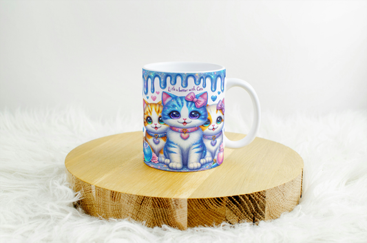 Life is Better with a Cat" Whimsical Mug  Design. 07