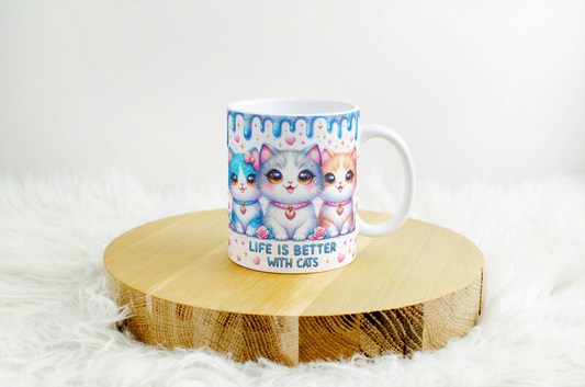 Life is Better with a Cat" Whimsical Mug  Design. 08