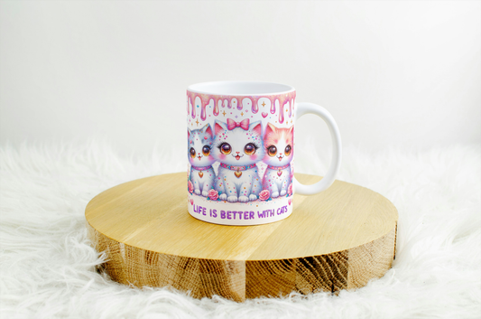 Life is Better with a Cat" Whimsical Mug  Design. 09