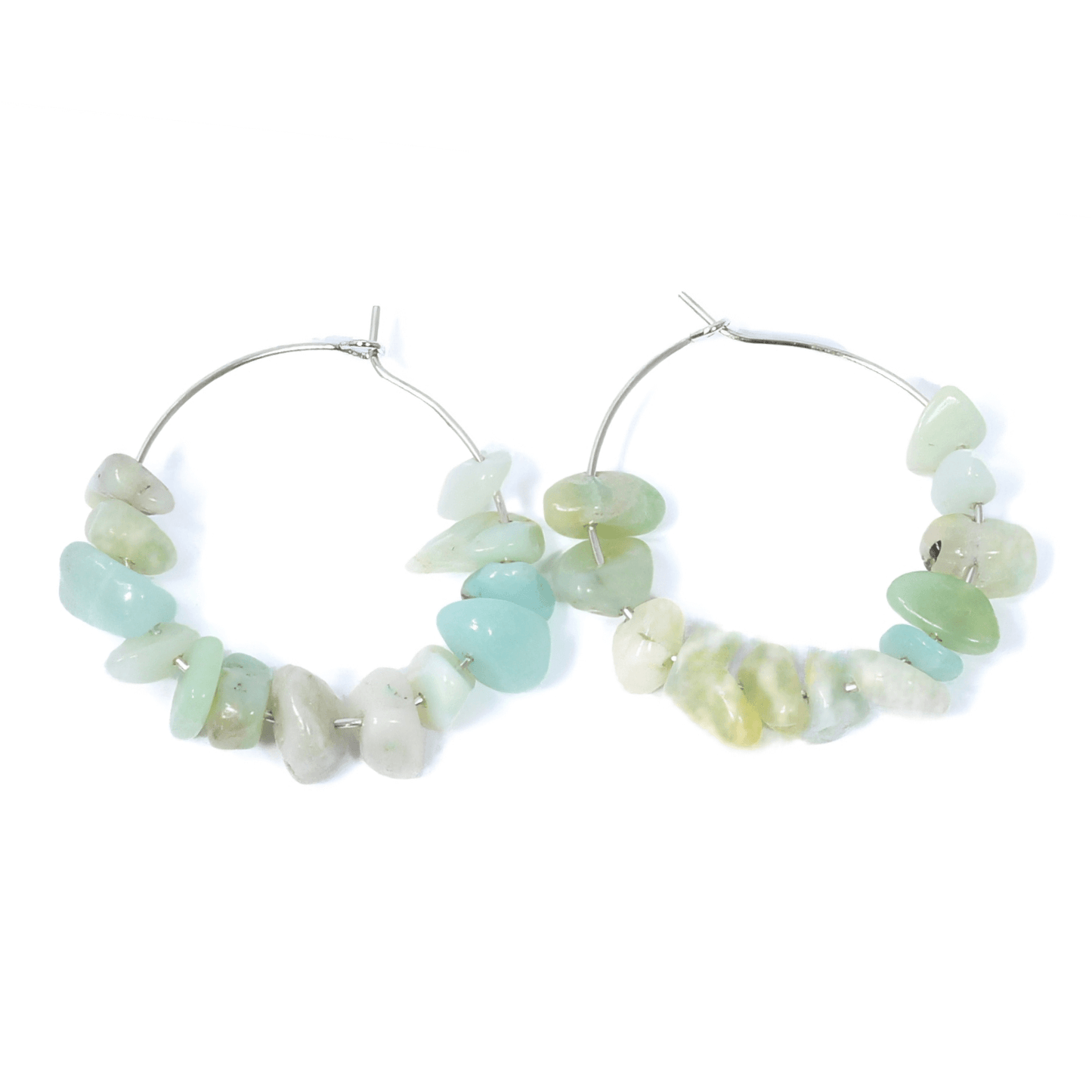 Amazonite Crystal Chip Hoop Earrings