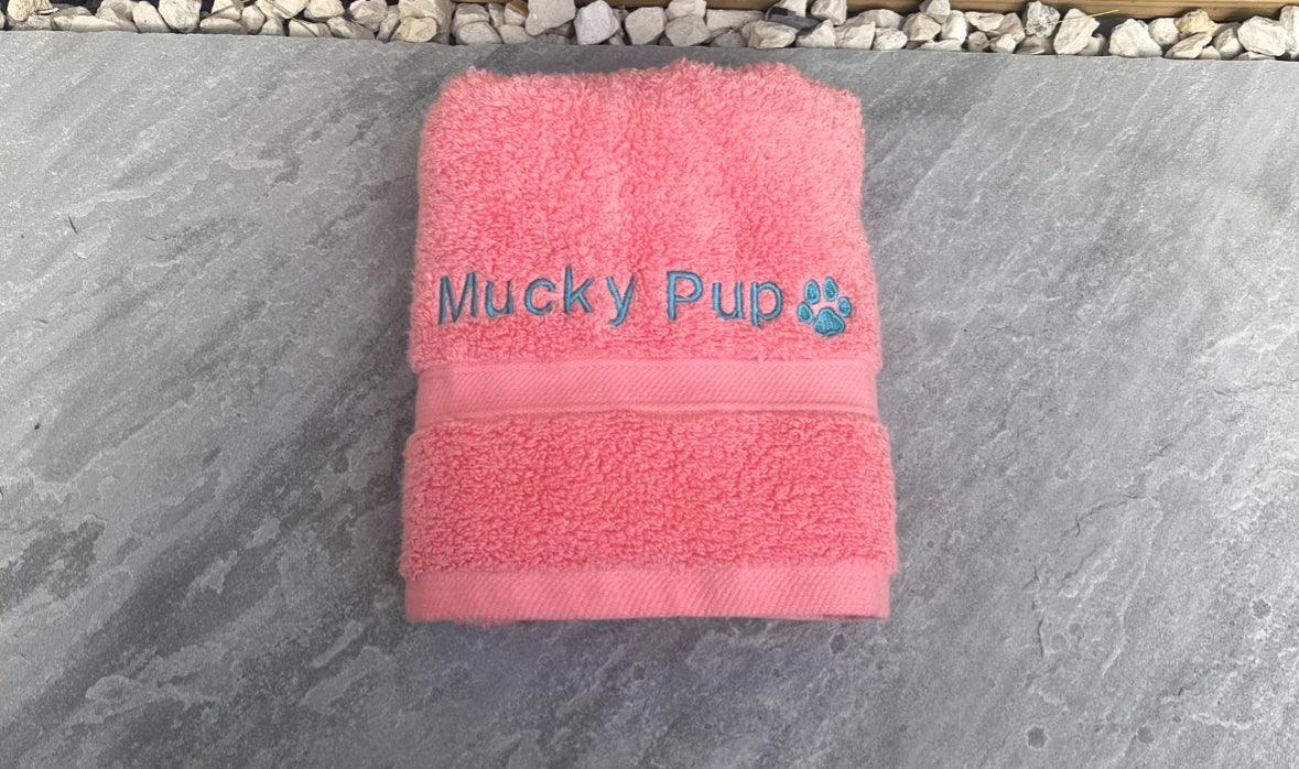 'Mucky Pup' Embroidered Pet Towel - Lots Of Colours