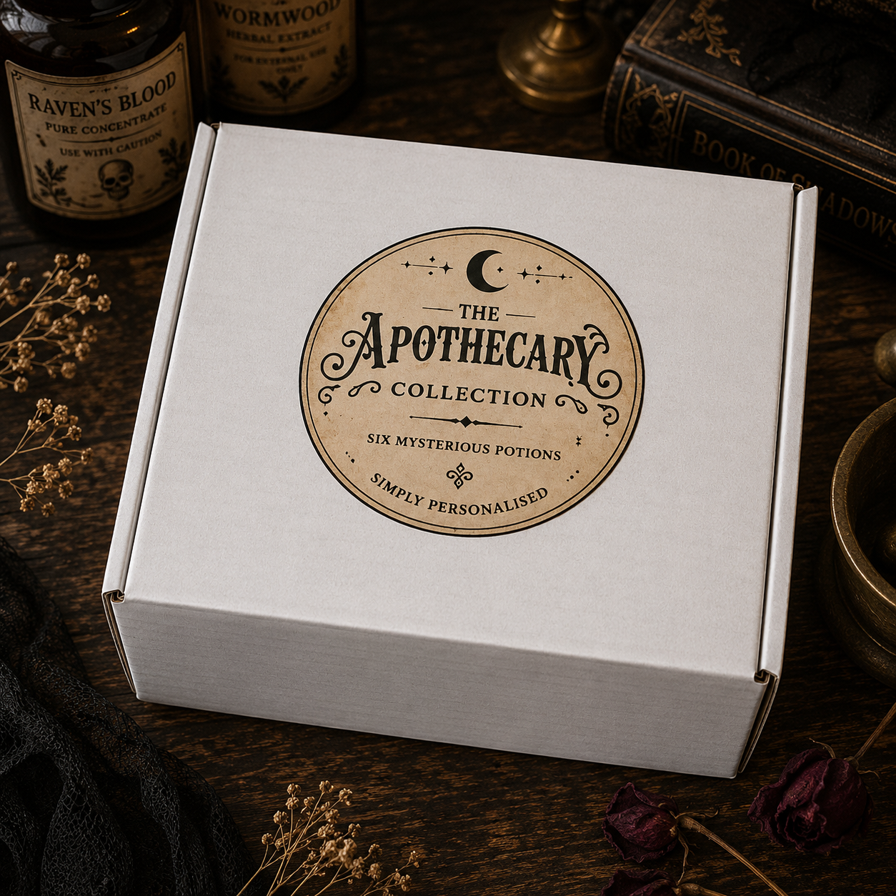 Halloween Potion Bottles – Set of 6 Handmade Apothecary Decorations