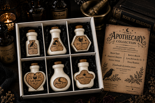 Halloween Potion Bottles – Set of 6 Handmade Apothecary Decorations
