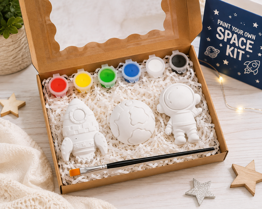 Paint Your Own Space Craft Kit – 3 Hand-Cast Decorations & 6 Paints