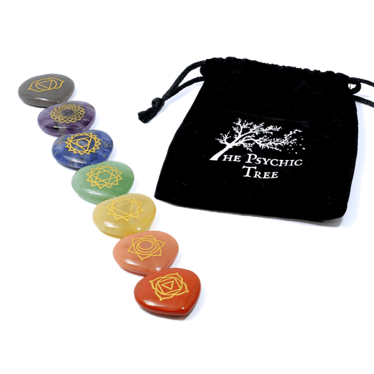 7 Chakra Stone Set – Polished Crystal Heart Stones for Energy Alignment & Healing