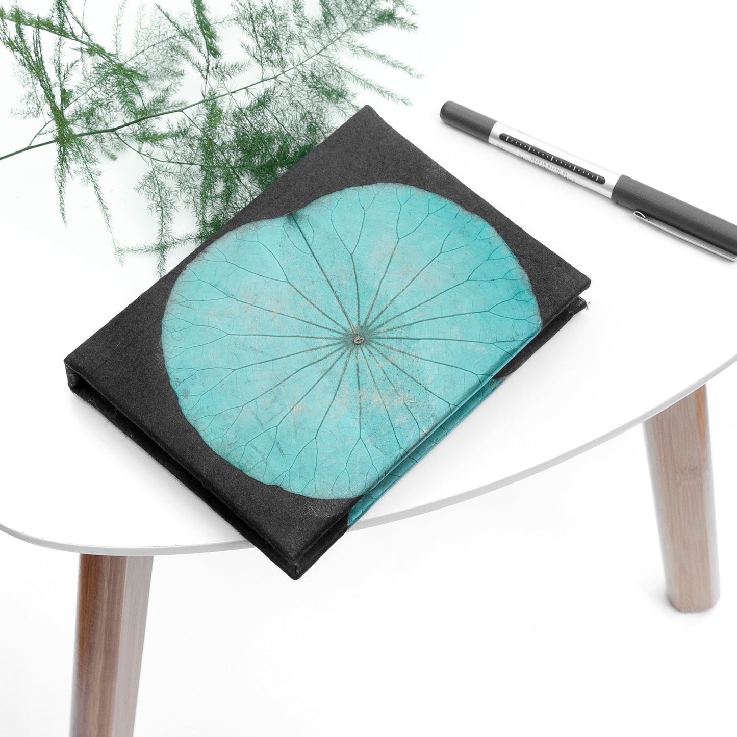 A6 Vegan Leather Lotus Leaf Notebook