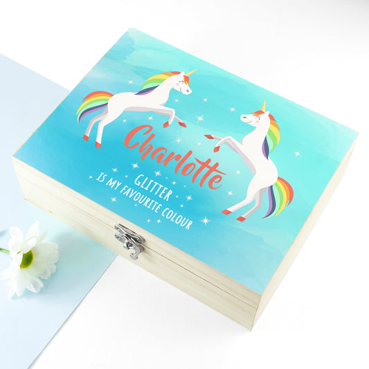 Personalised Rainbow Unicorn Accessories Box